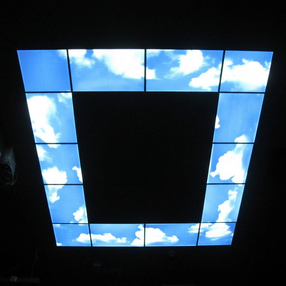 1200x 600 LED sky panel image on black background
