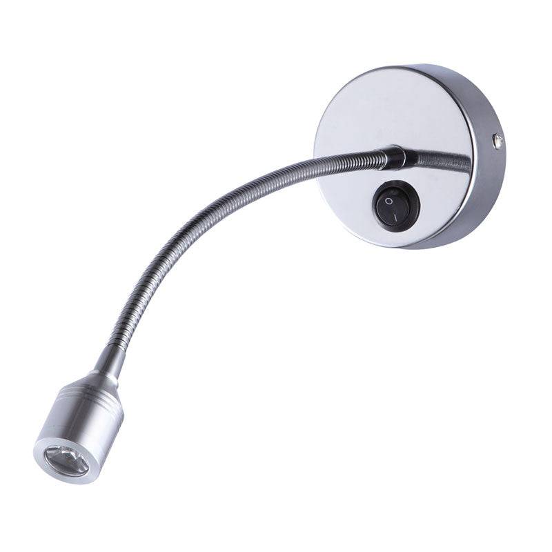 silver flexible reading light shown on a white background 