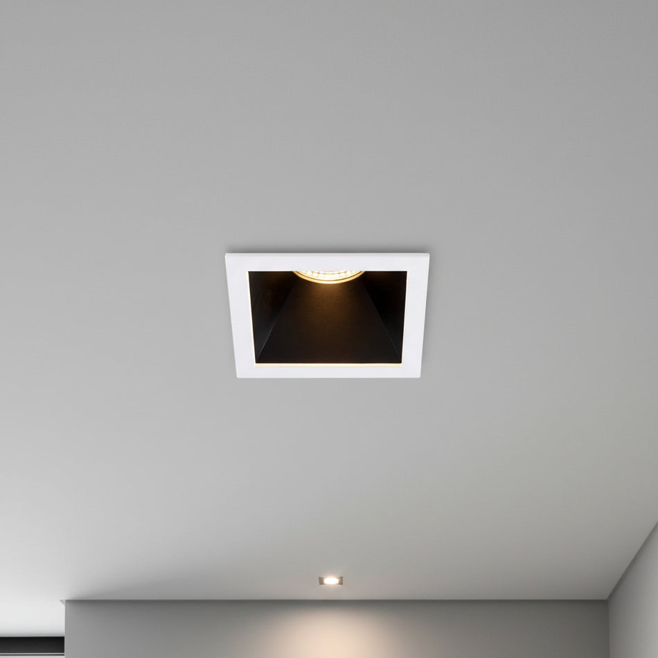 square black LED downlight installed in a modern home 