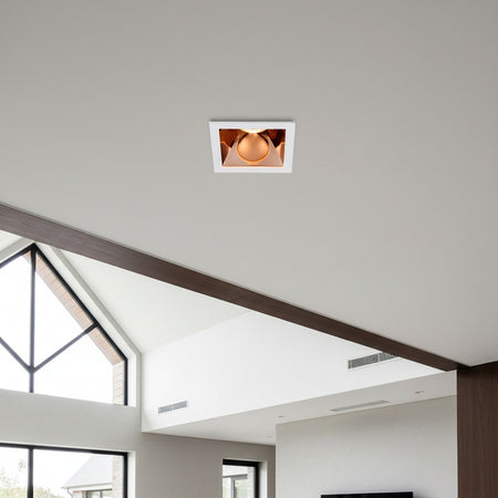 rose gold square LED downlight installed in a modern home 