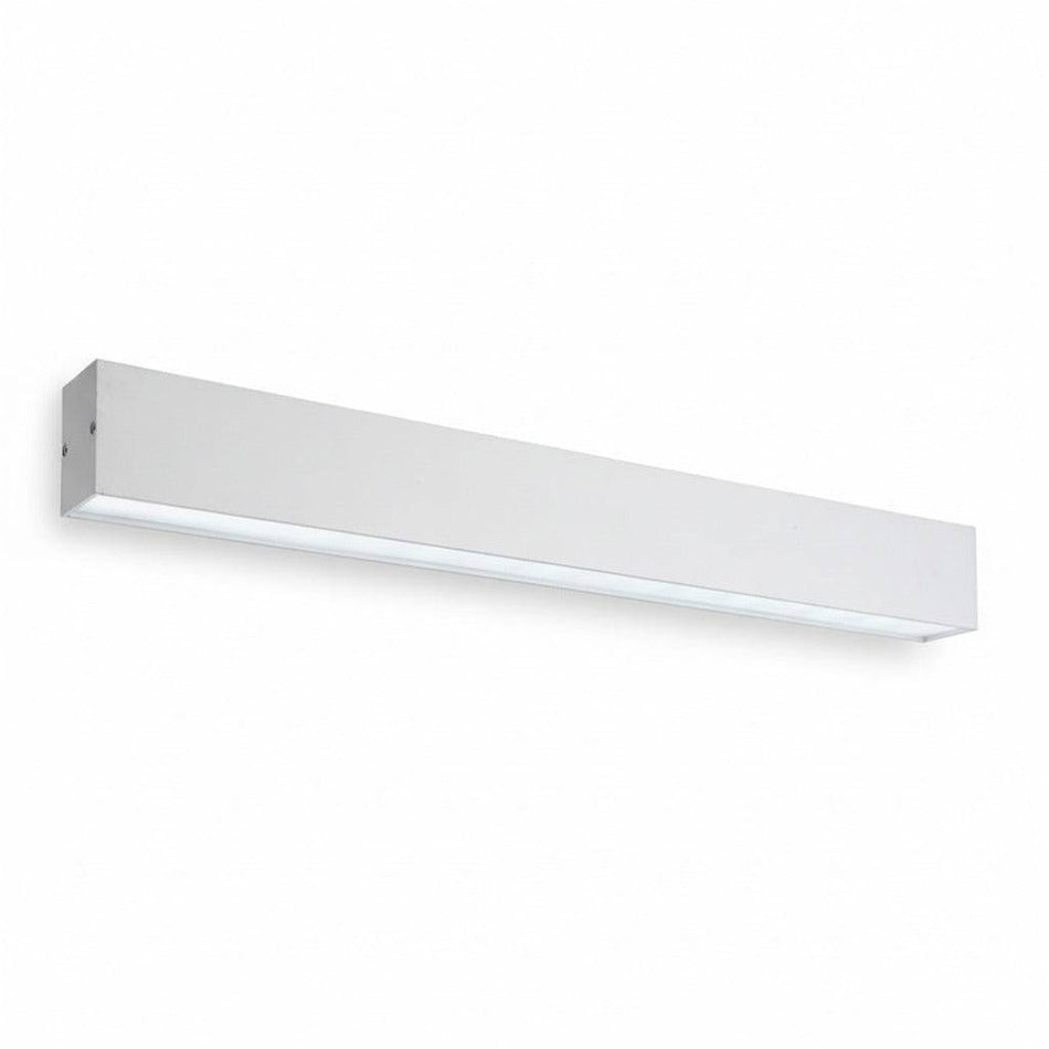 White surface mounted linear LED light on a white background