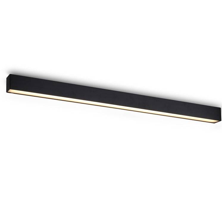 Black surface mounted linear light shown on a white background