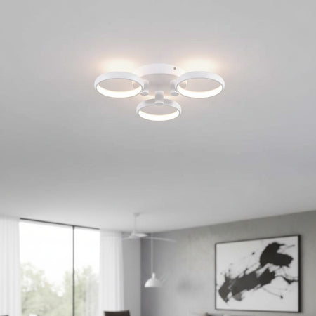 white LED flush ceiling light mounted in a modern living room 