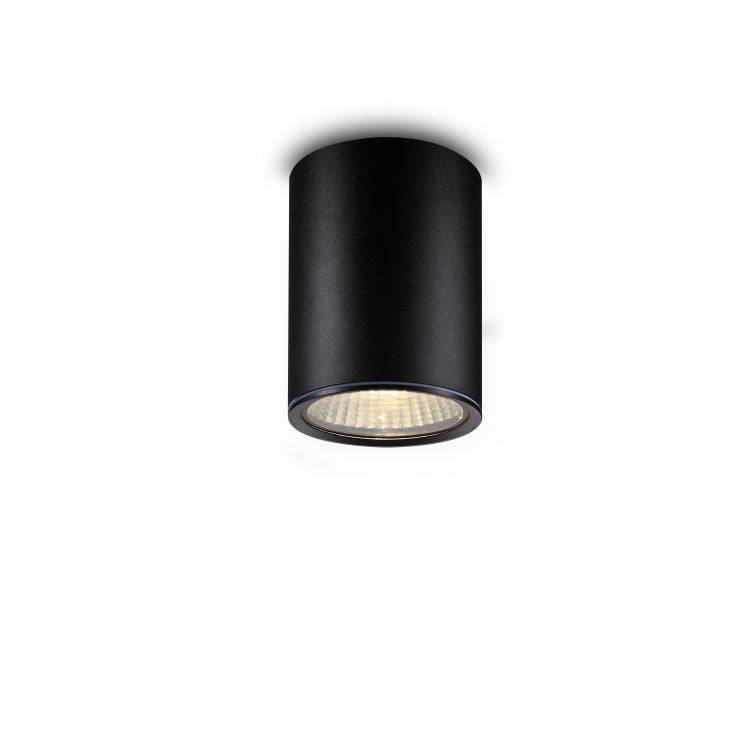 12 Watt Round Black Outdoor Surface Mounted Downlight on a white background