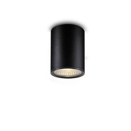 12 Watt Round Black Outdoor Surface Mounted Downlight on a white background
