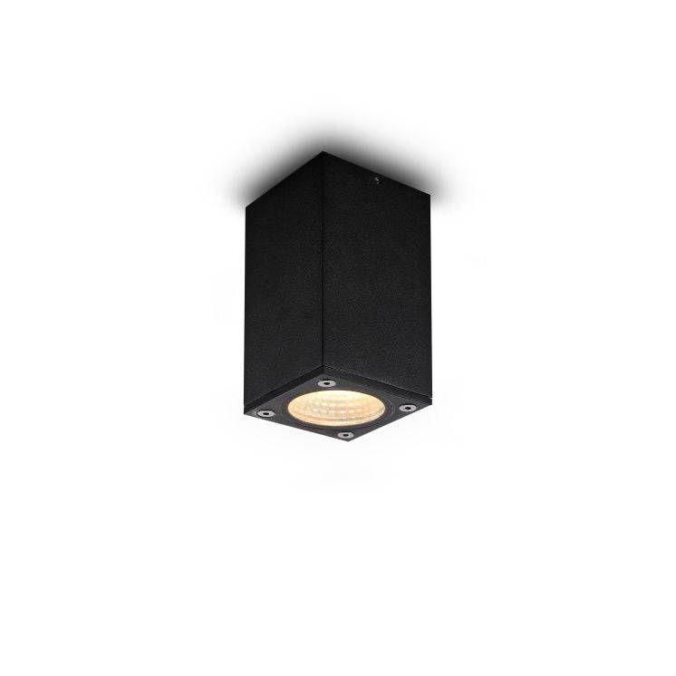 Black Surface Mount Exterior Soffit Light on a white background