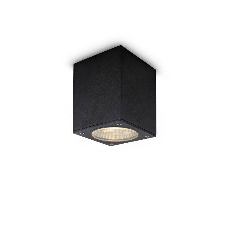12 Watt Square Black Outdoor Soffit Downlight on a white background