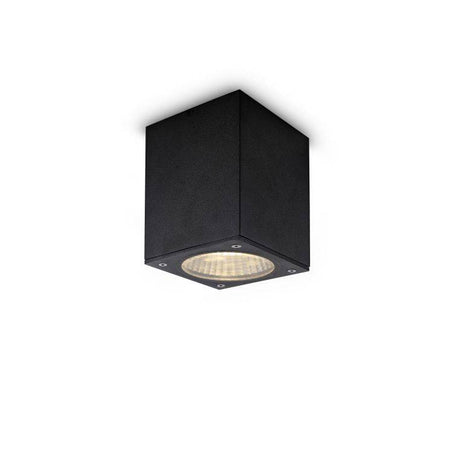 12 Watt Square Black Outdoor Soffit Downlight on a white background