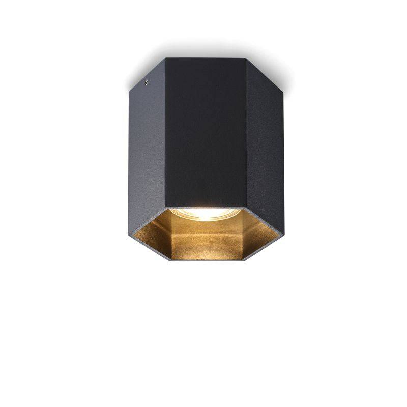 black flush ceiling lamp fixture shown on white back ground