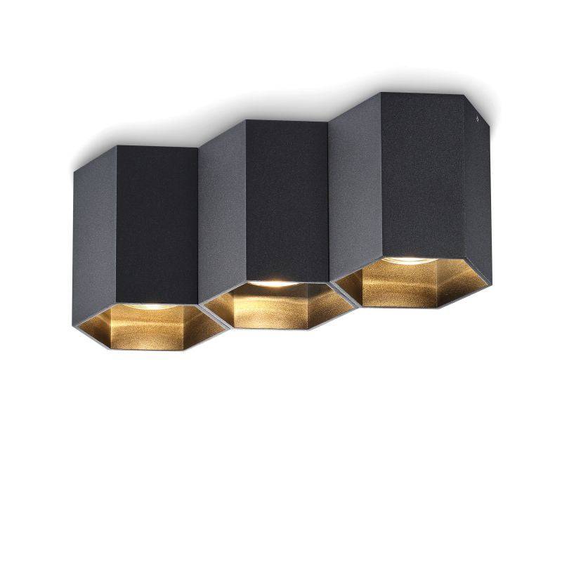 black flush ceiling lamp on a white background