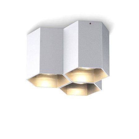 silver ceiling mount light fixture on a white background
