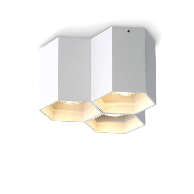 white modern flush ceiling light shown on a white background