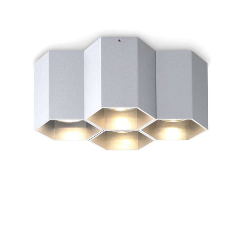 silver modern flush mount ceiling light on a white background