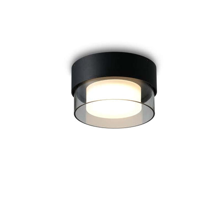 black round LED bathroom ceiling light shown on a white background