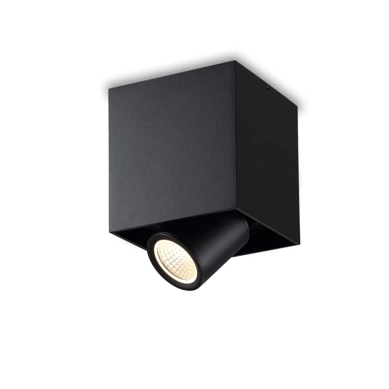 adjustable black surface downlight shown on a white background 