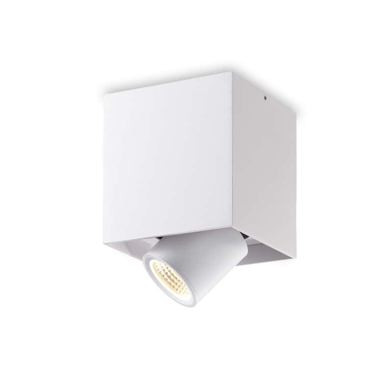white surface mounted ceiling downlight on a white background