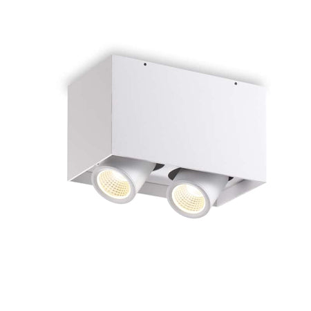 white adjustable LED ceiling light fixture on a white background