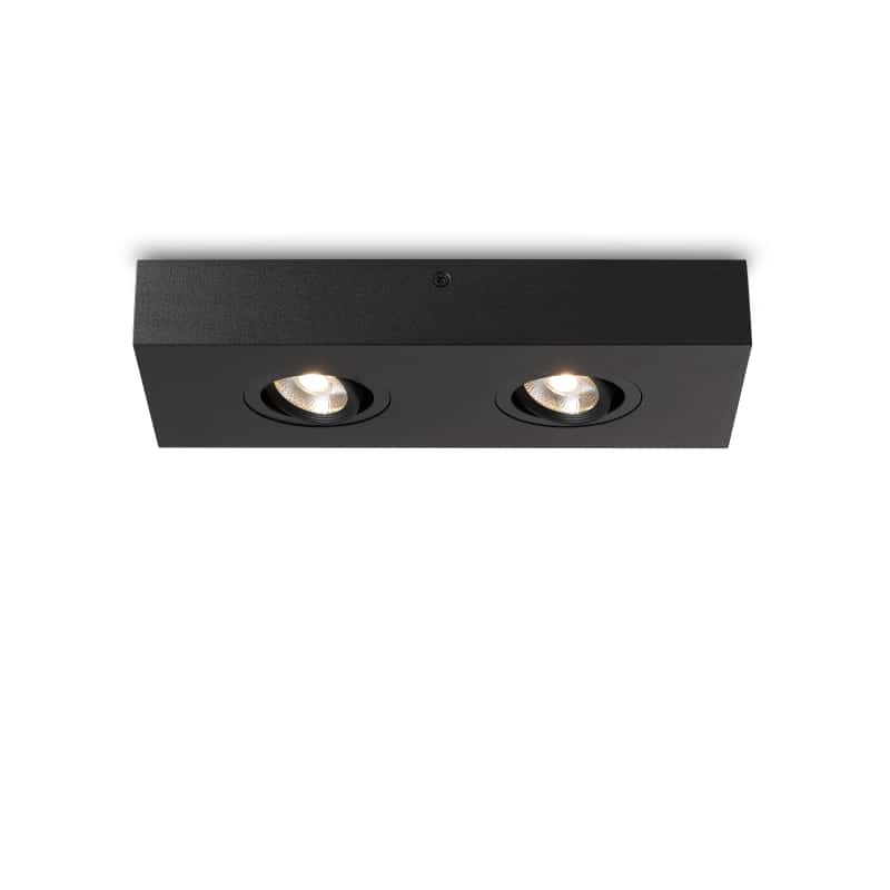 black slim surface mount LED downlight on a white background