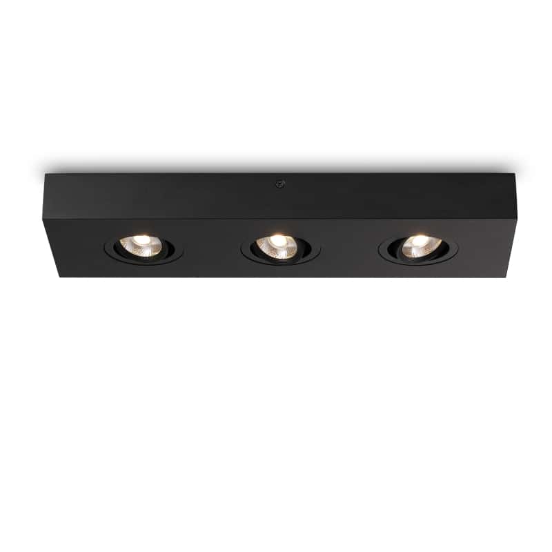 black surface mounted downlight on a white background 
