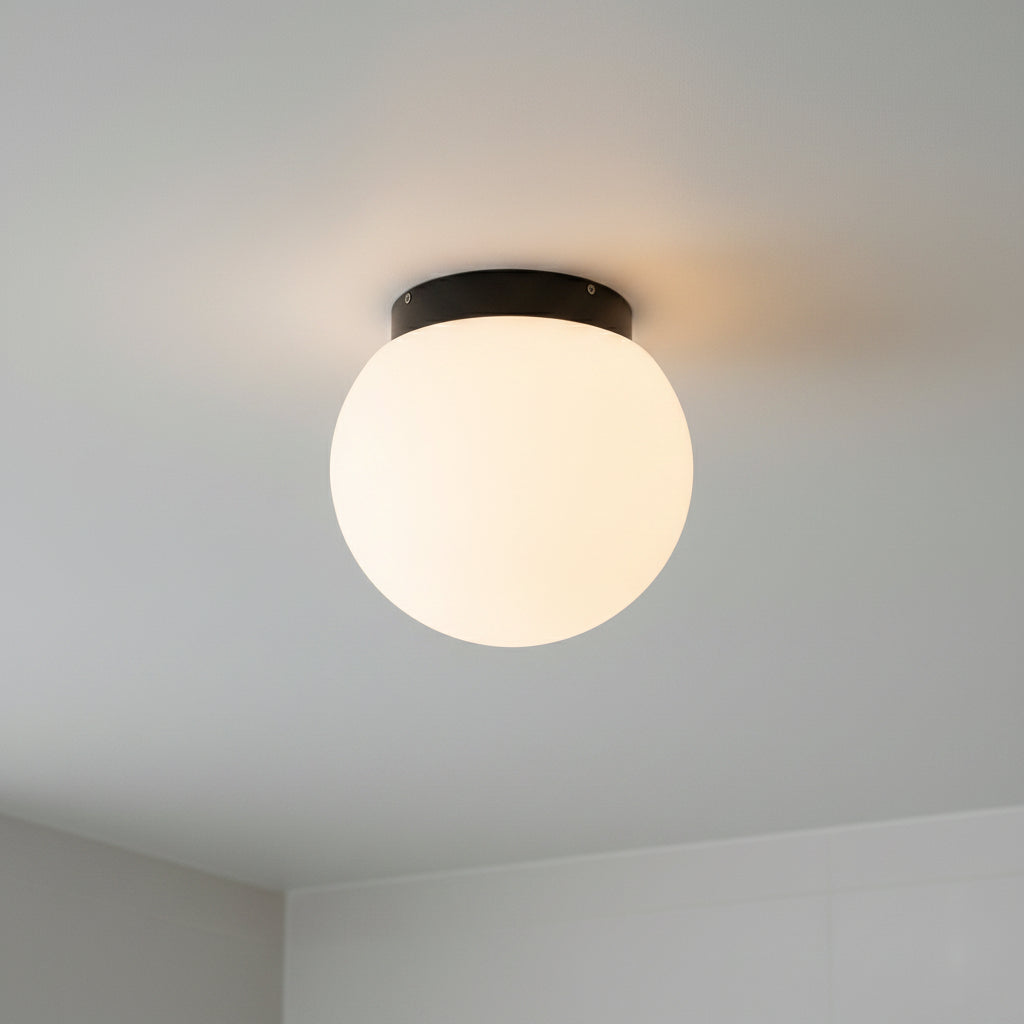 modern bathroom ceiling light fitted on the ceiling in a house bathroom 