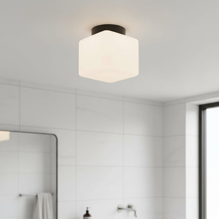 IP65 bathroom ceiling light mounted on the ceiling in a modern house bathroom 