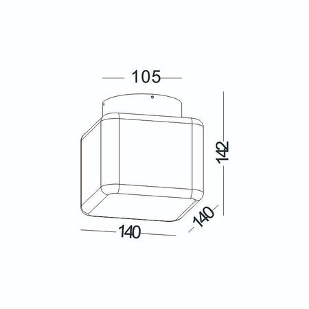 square outdoor ceiling light technical drawing 