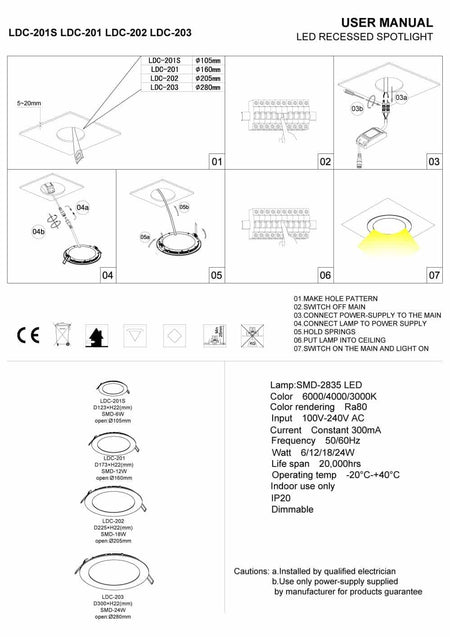 Slimline ceiling downlighter installation guide