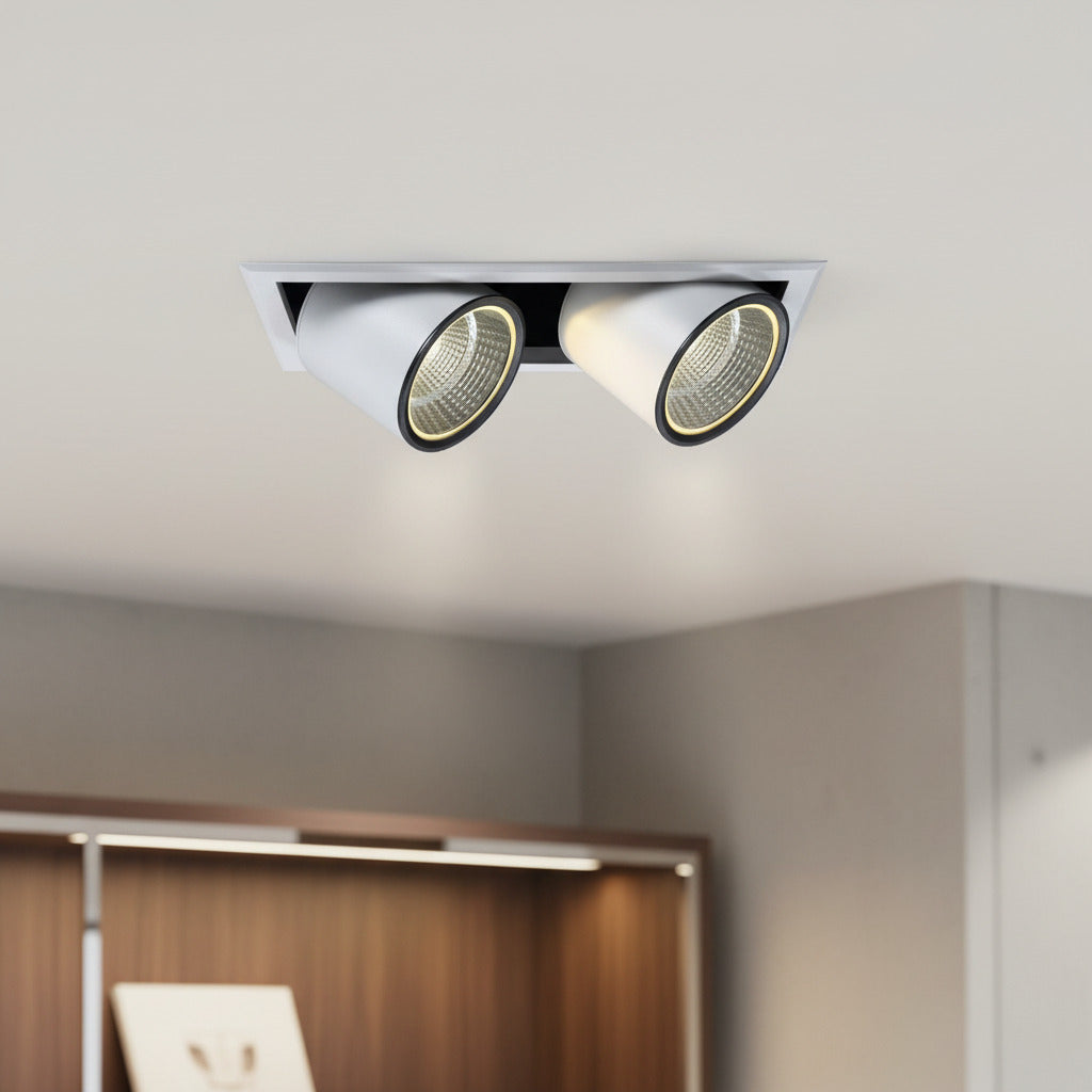 commercial display downlight installed in a shop ceiling