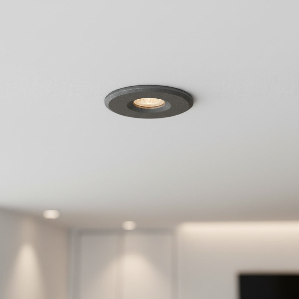 grey mini ceiling spotlight installed in a kitchen area