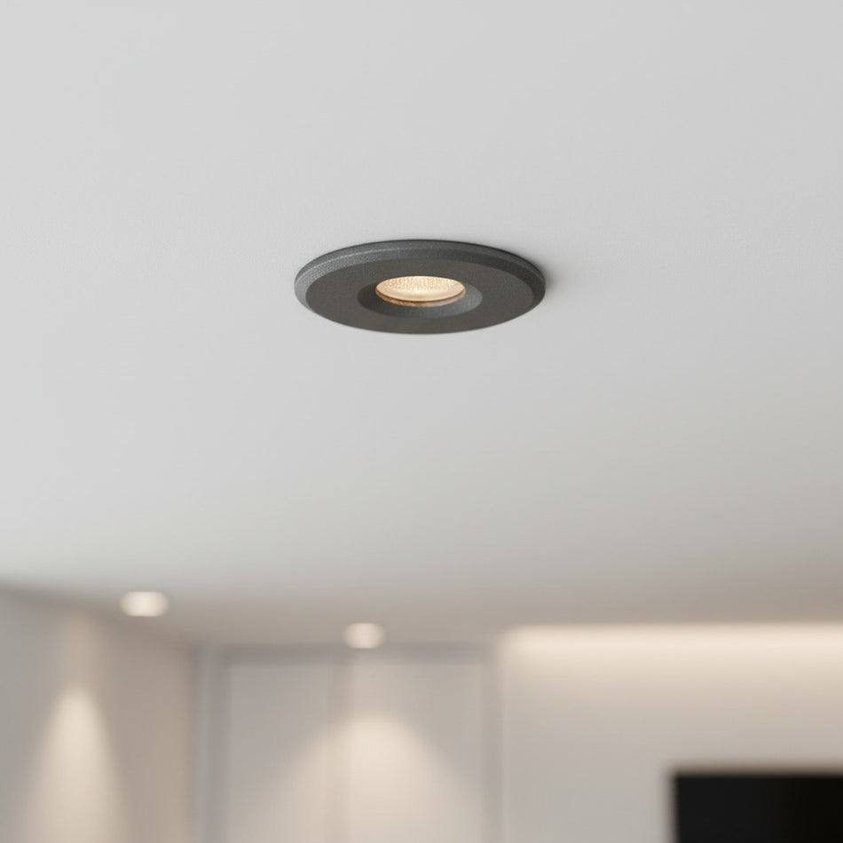 grey mini ceiling spotlight installed in a kitchen area