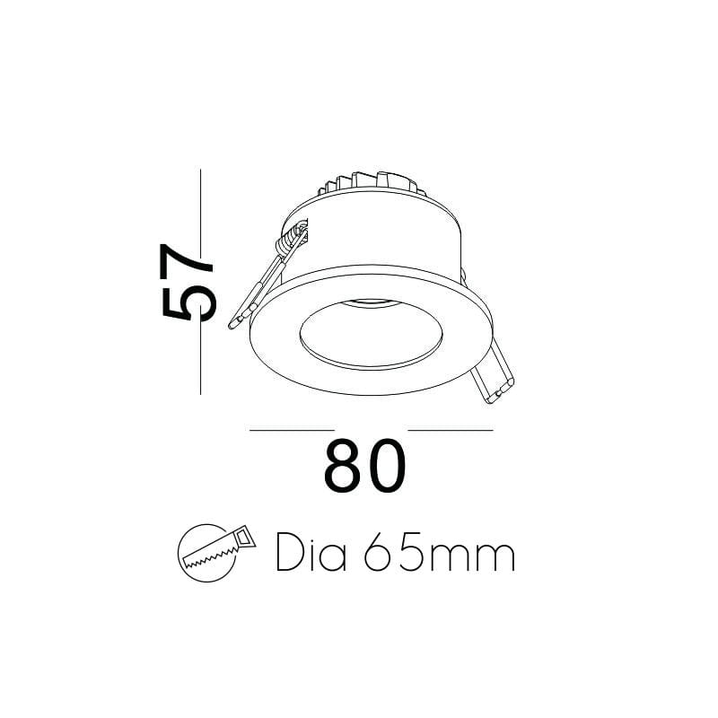 white recessed ceiling mounted downlight line drawing 