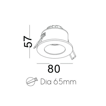 white recessed ceiling mounted downlight line drawing 