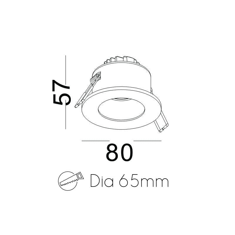 white and gold recessed ceiling downlight line drawing 