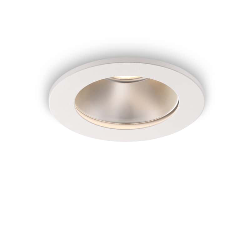 white recessed LED downlight fitting on a white background