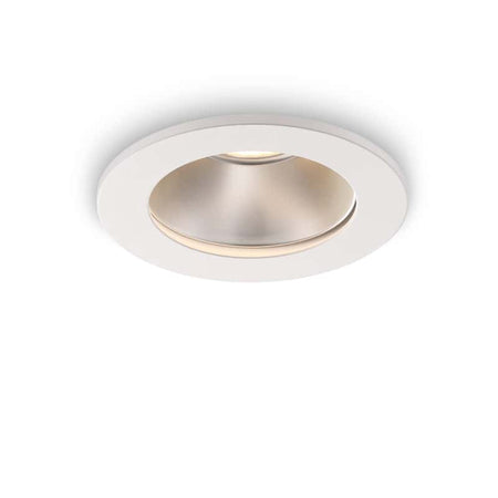white recessed LED downlight fitting on a white background