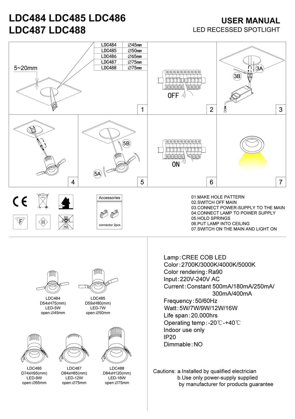 black LED ceiling recessed light installation guide