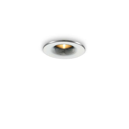 chrome flush recessed downlight on a white background