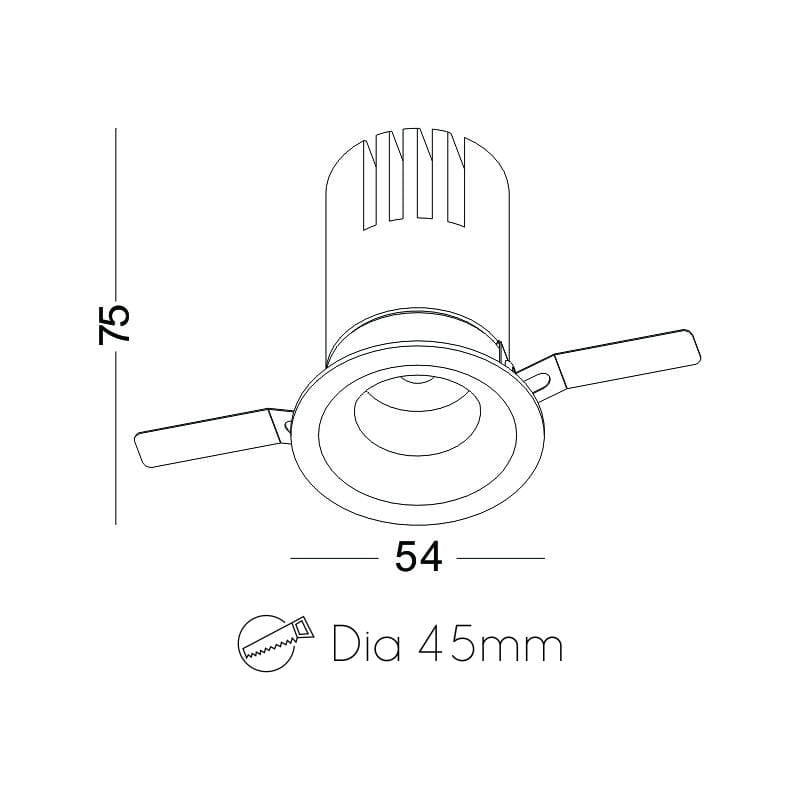 gold LED downlight spotlight technical drawing 