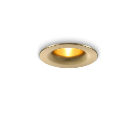 gold LED downlight spotlight shown on a white background