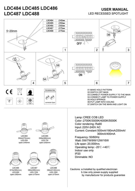 white small LED downlight fitting installation guide