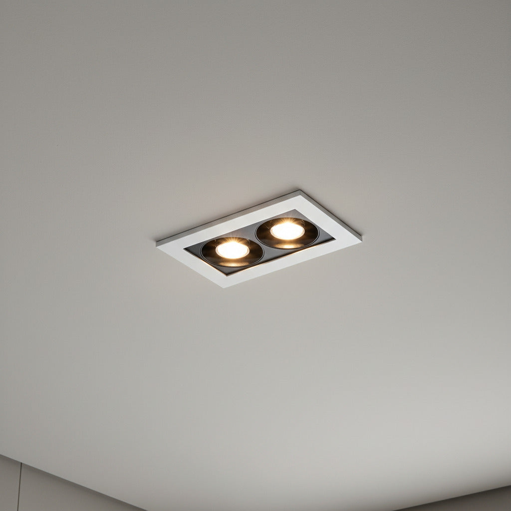 anti glare mini LED spotlights installed in a hotel room ceiling 