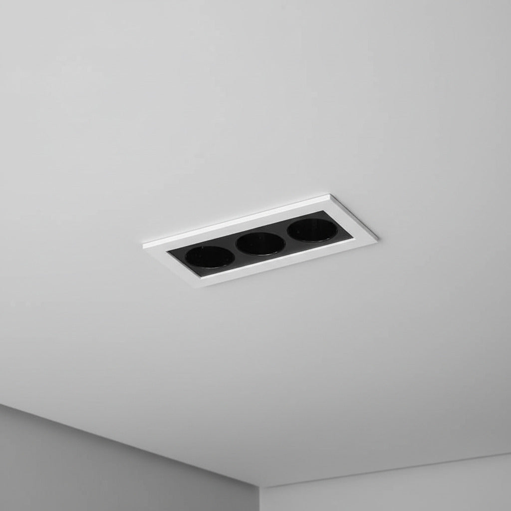 anti glare recessed downlighter installed in a hotel room ceiling