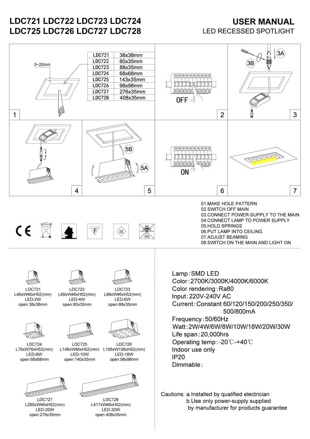 square ceiling spotlight installation guide