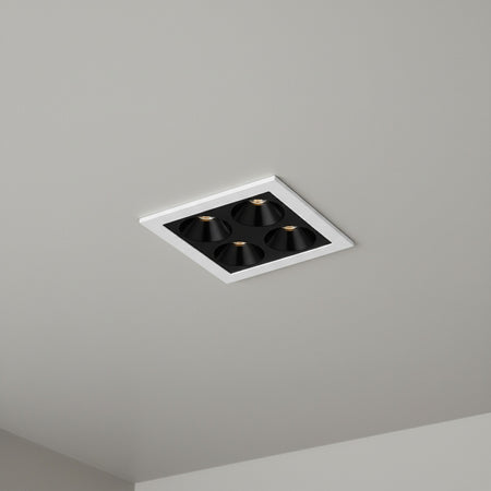 anti glare square ceiling spotlight installed in a hotel bedroom