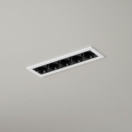anti glare linear downlight installed on a grey ceiling 