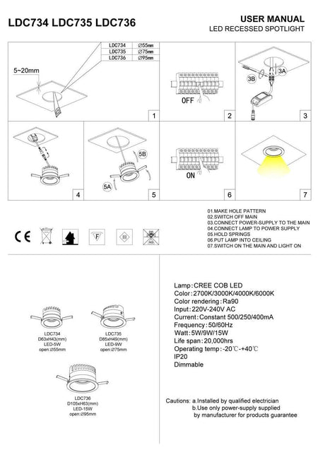anti glare recessed down light installation guide