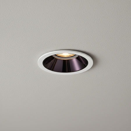 recessed LED ceilng light installed on a textured ceiling 