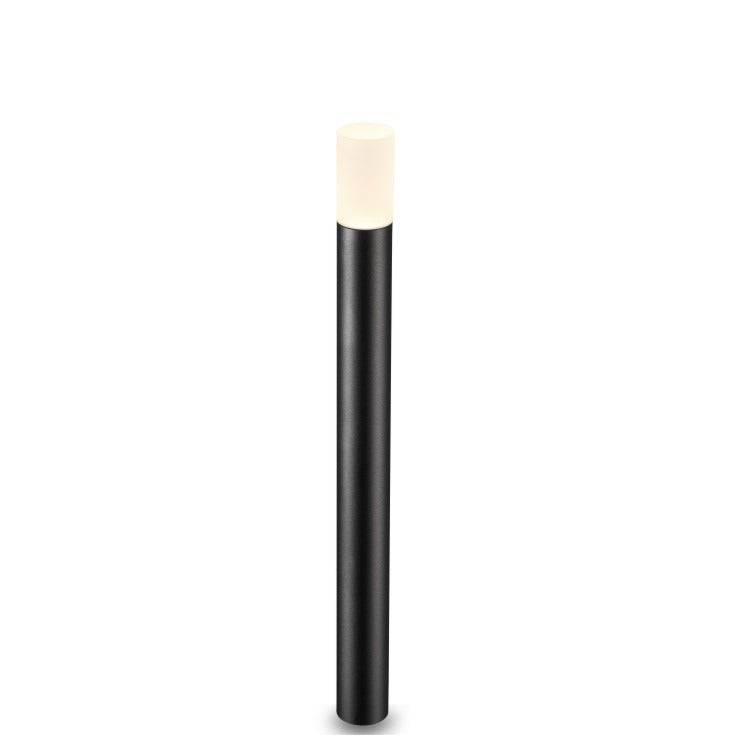 Black walkway bollard light on a white background