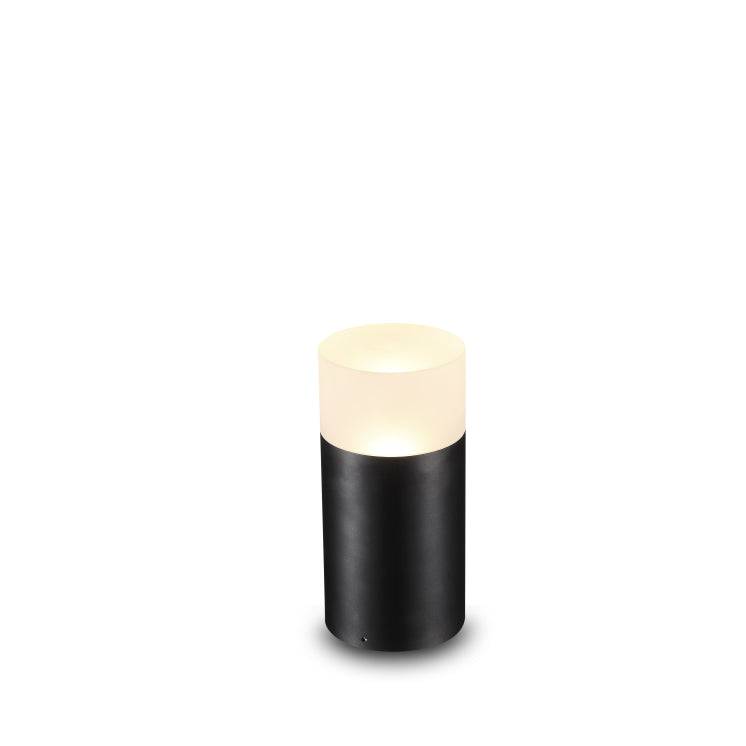 black small bollard light shown on a white background