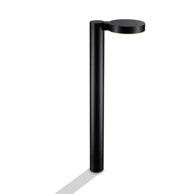 Black pathway bollard light on white background